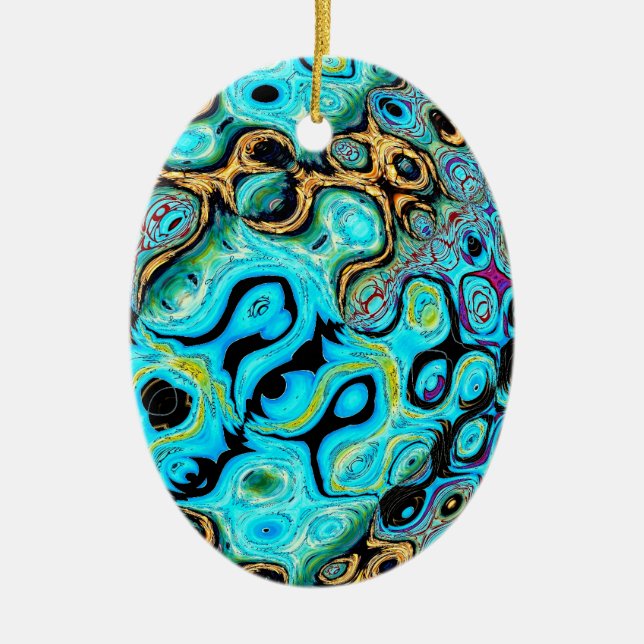 Teal Blue Ripples Ornament (Front)