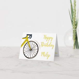 Teal Blue Road Bike cyclist Birthday Card