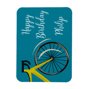 Teal Blue Road Bike cyclist Birthday Card Magnet