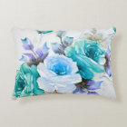 Teal & Blue Roses Accent Pillow