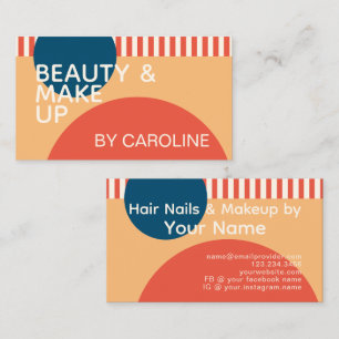 Teal Blue Rust Orange Ivory Art Shapes Pattern Business Card