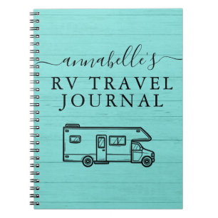 Teal Blue Rustic Camping Woods RV Travel Journal