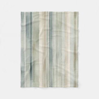 Teal Blue Sage Green Cream Distressed Stripe Small Fleece Blanket