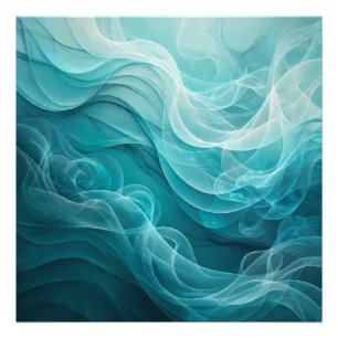 Teal Blue Sea Sky Swirly Dreamy Photo Print