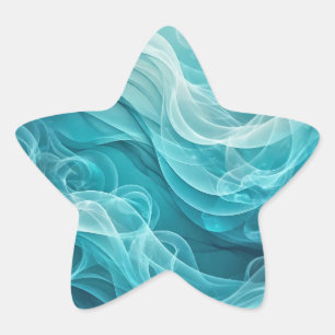 Teal Blue Sea Sky Swirly Dreamy Star Sticker