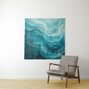 Teal Blue Sea Sky Swirly Dreamy Tapestry