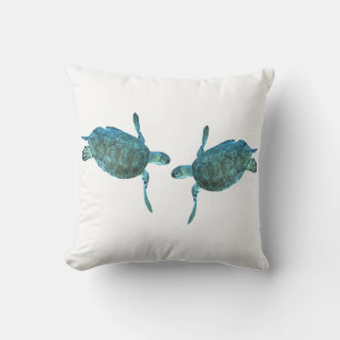 Teal Blue Sea Turtles Ocean Elegant Beach Cushion