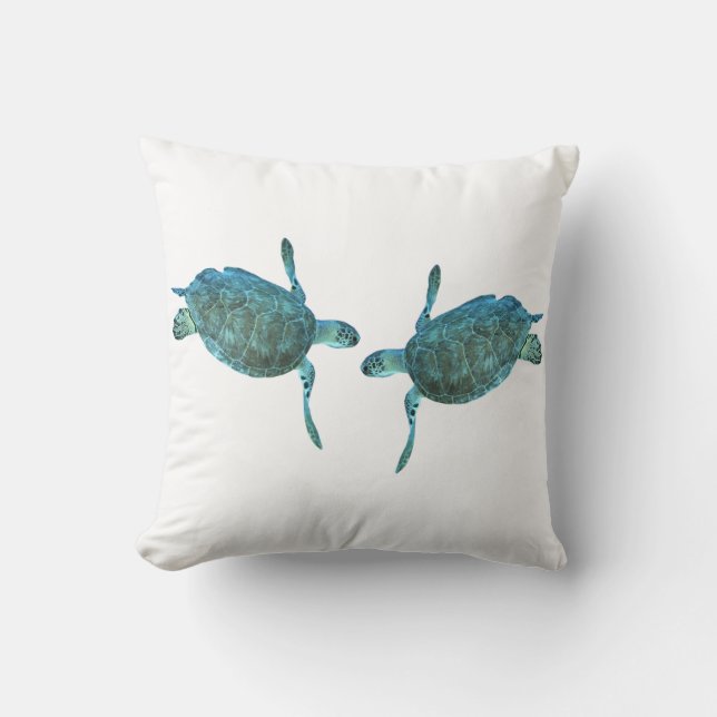Teal Blue Sea Turtles Ocean Elegant Beach Cushion (Front)