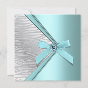 Teal Blue Silver Zebra Party Template