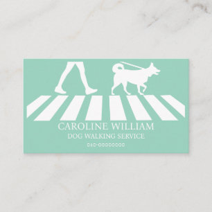Teal Blue Simple Dog Walking Image Pet Service Business Card