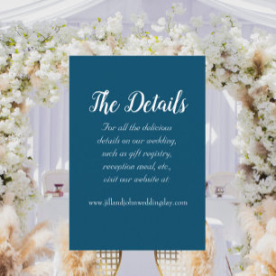 Teal Blue Simple Style Wedding Details Enclosure Card