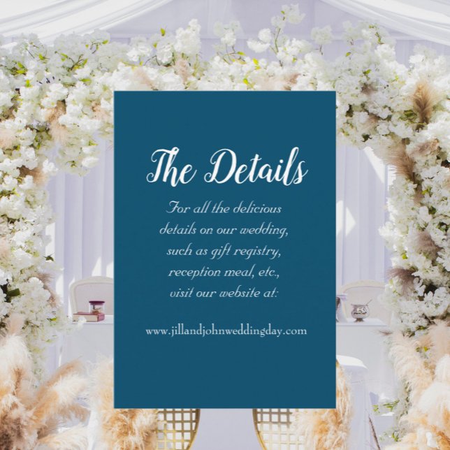 Teal Blue Simple Style Wedding Details Enclosure Card (In Situ Wedding)