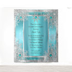 Teal Blue Snowflake Silver Winter Wonderland