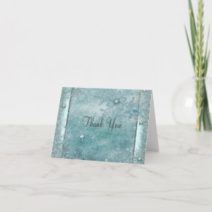 Teal Blue Snowflake Thank You Cards