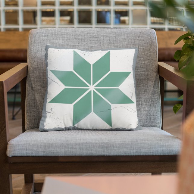 Teal Blue Snowflake Tile Board Game Distressed Cushion (Creator Uploaded)