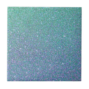 Teal Blue Sparkle Glitter Texture Pattern Ceramic Tile