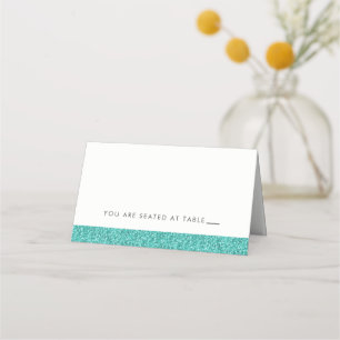 Teal Blue Sparkly Glitter Look Place Cards