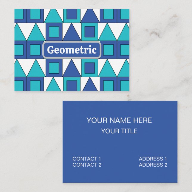 Teal Blue Square Triangle Geometric Business Card (Front/Back)