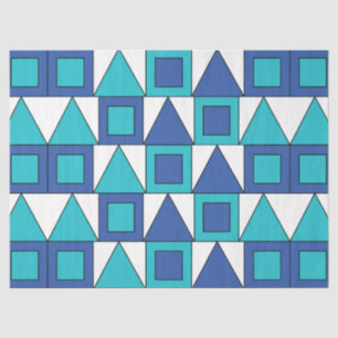 Teal Blue Square Triangle Geometric Tissue Paper