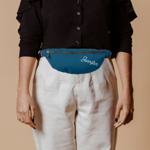 Teal Blue Stylised Bridesmaid Name Bum Bags