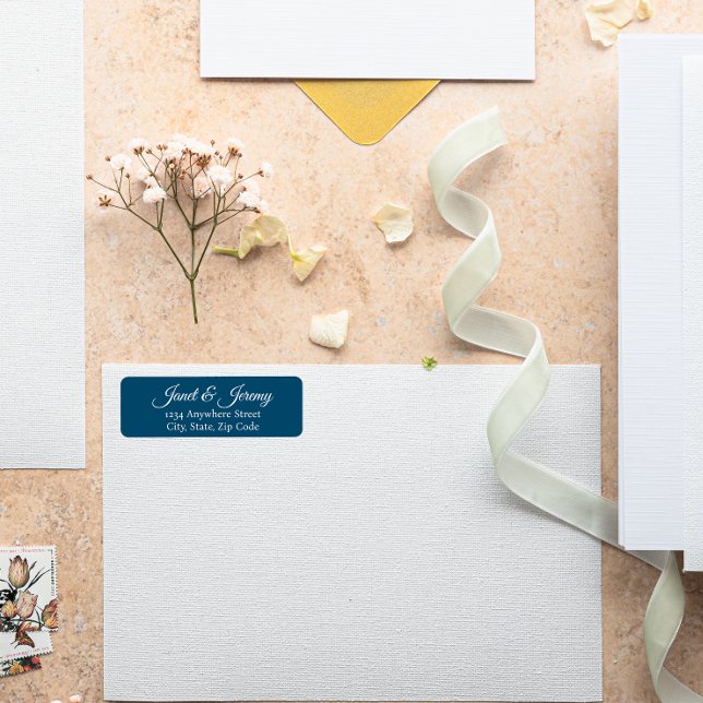 Teal Blue Stylised Names Wedding Address Return Address Label (In Situ Wedding)