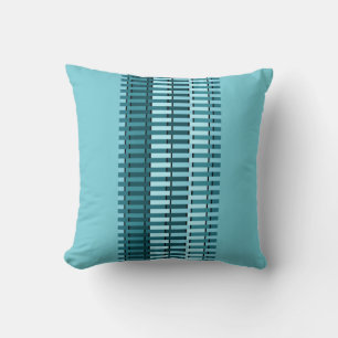 Teal Blue Stylish Modern Abstract Stripe Pattern Cushion