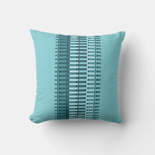 Teal Blue Stylish Modern Abstract Stripe Pattern Outdoor Cushion