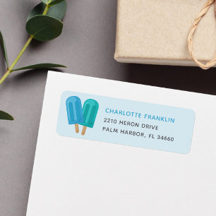 Teal & Blue Summer Popsicle Return Address Label