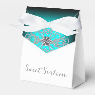 Teal Blue Sweet 16 Birthday Party Favour Box