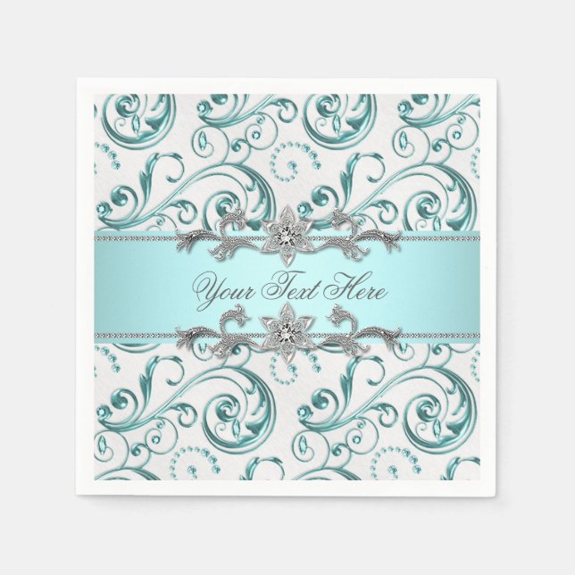 Teal Blue Swirl Napkin (Front)