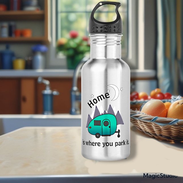 Teal Blue Teardrop Camper  532 Ml Water Bottle (Creator Uploaded)