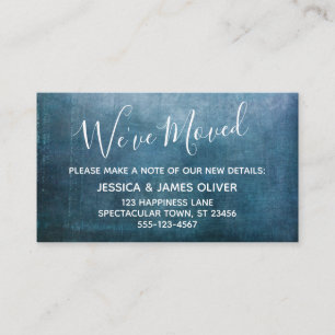 Teal Blue Textured Grunge "We've Moved Enclosure Card