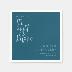 Teal Blue The Night Before Rehearsal Dinner Napkin