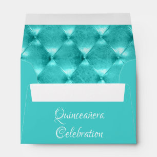 Teal Blue Tiara Quinceañera Celebration Envelopes