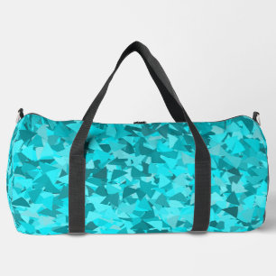 Teal Blue Triangle Pattern Large Duffle Bag