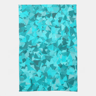 Teal Blue Triangle Pattern Tea Towel