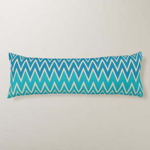 Teal Blue, turquoise and Green Zigzags Body Cushion