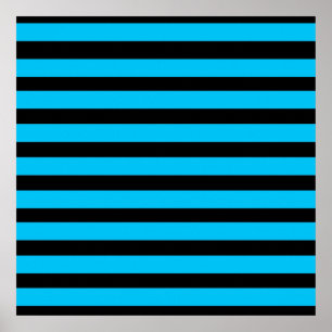 Teal Blue Turquoise and White Stripes Pattern Poster