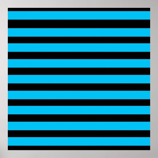 Teal Blue Turquoise and White Stripes Pattern Poster (Front)