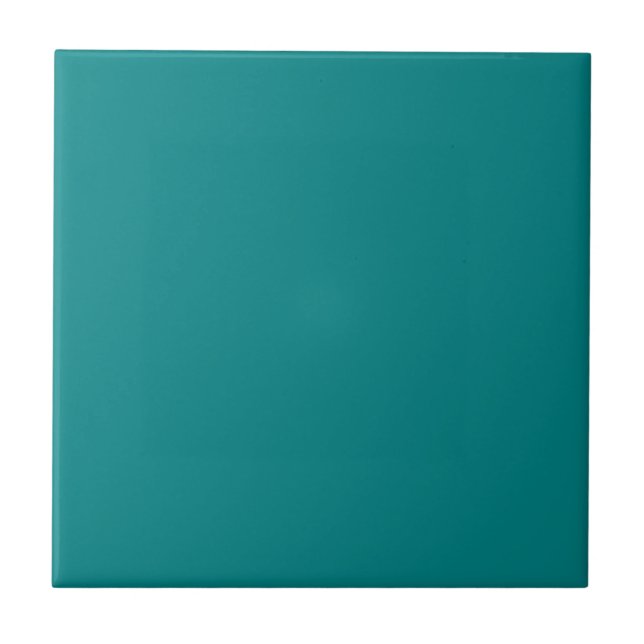 Teal Blue Turquoise Aqua Solid Colour Background Ceramic Tile (Front)