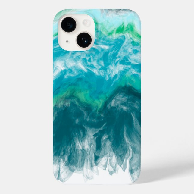 Teal Blue Turquoise Digital Ocean Fluid Art   Case-Mate iPhone Case (Back)
