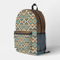 Teal Blue Turquoise Orange Brown Tribal Art