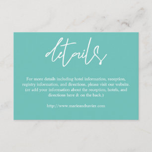Teal Blue Typography Script Details Enclosure Card