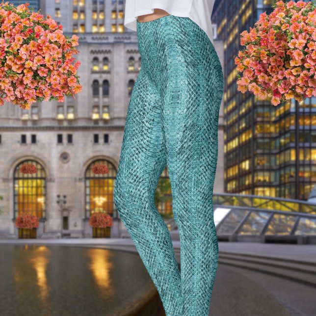 Teal Blue Viper Snakeskin Leggings (Creator Uploaded)