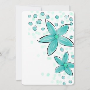 Teal Blue Watercolor Floral Pattern