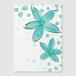 Teal Blue Watercolor Floral Pattern