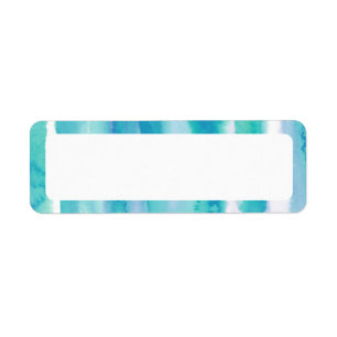 Teal Blue Watercolor Tie Dye Blank Return Address Label