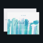 Teal Blue Watercolor Tie Dye Thank You Photo II<br><div class="desc">Flat thank you notecard with photo option on the back. Blue teal turquoise watercolor wash</div>