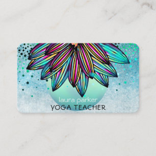 Teal Blue Watercolour Lotus Flower Yoga Holistic B Business Card