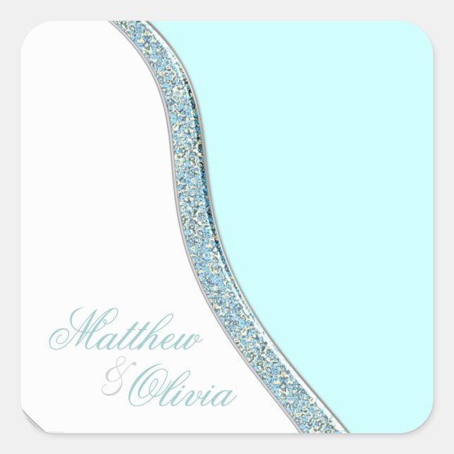 Teal Blue Wedding Favour Label Envelope Seals (Front)